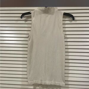 Free People Y2K  White Ribbed Mock Neck Tank Top keyhole back S/M
